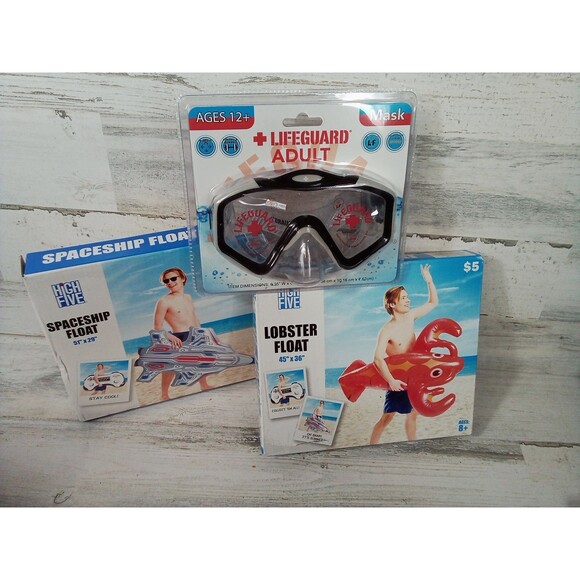 Set Of Two Pool Floats‎ New In Package Spaceship/ Lobster/Adult Swim Mask - Picture 2 of 8